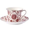 Classic Athenian Rose Teacup Set - Porcelain with Gold Accents - 6