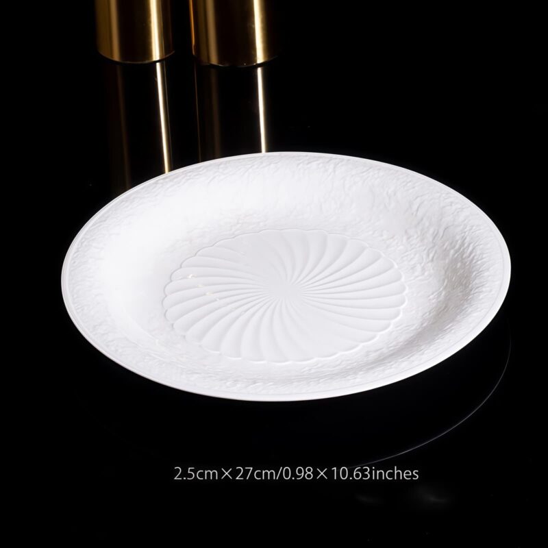Geschirrset aus feinstem Bone China mit weißem Reliefdekor INGRI White Embossed Bone China Dinnerware Set | Handcrafted Luxury - 11