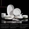 Geschirrset aus feinstem Bone China mit weißem Reliefdekor INGRI White Embossed Bone China Dinnerware Set | Handcrafted Luxury - 14