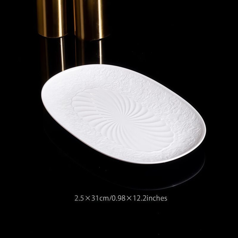 Geschirrset aus feinstem Bone China mit weißem Reliefdekor INGRI White Embossed Bone China Dinnerware Set | Handcrafted Luxury - 13