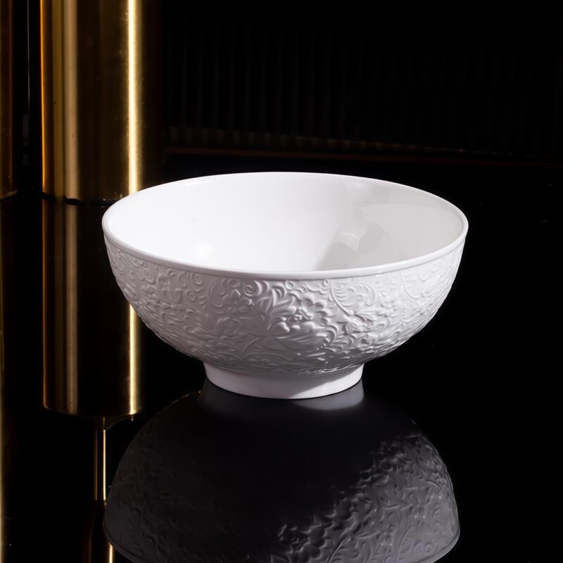 Geschirrset aus feinstem Bone China mit weißem Reliefdekor INGRI White Embossed Bone China Dinnerware Set | Handcrafted Luxury - 17