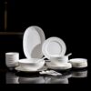 Geschirrset aus feinstem Bone China mit weißem Reliefdekor INGRI White Embossed Bone China Dinnerware Set | Handcrafted Luxury - 2