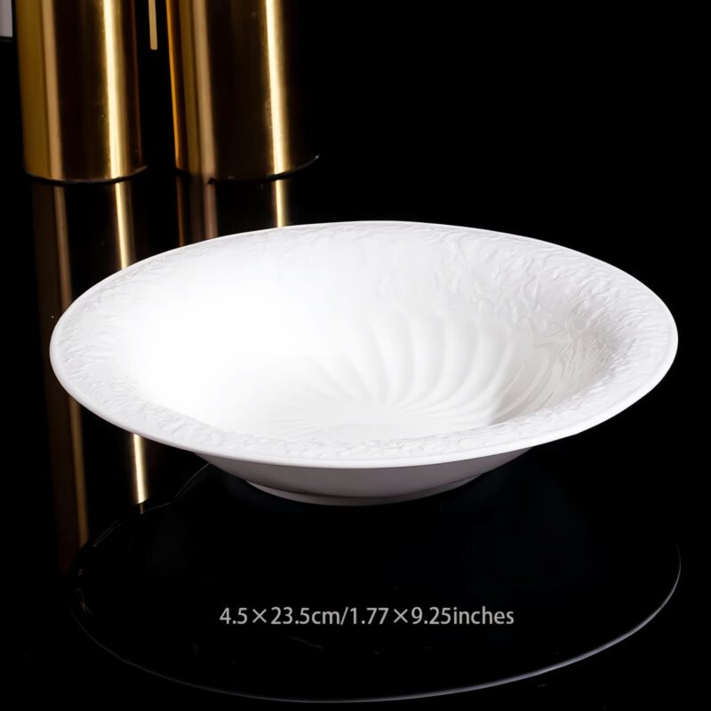 Geschirrset aus feinstem Bone China mit weißem Reliefdekor INGRI White Embossed Bone China Dinnerware Set | Handcrafted Luxury - 22