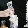 INGRI Blue & White Porcelain Bone China Chopsticks Set with Holder - 6