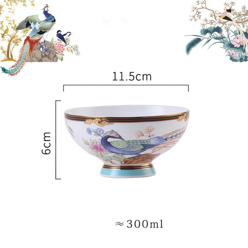 Blue Phoenix Bone China Dinnerware Set - Hand-Painted Gold Rims - 13