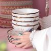 Blue Phoenix Bone China Dinnerware Set - Hand-Painted Gold Rims - 7