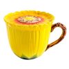 Handbemalte Sonnenblumen-Keramiktasse mit Blatthenkel und Deckel Hand-Painted Sunflower Ceramic Mug with Leaf Handle & Lid - 9