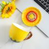 Handbemalte Sonnenblumen-Keramiktasse mit Blatthenkel und Deckel Hand-Painted Sunflower Ceramic Mug with Leaf Handle & Lid - 8