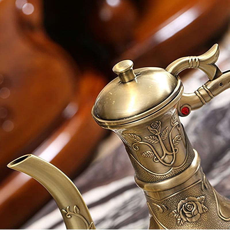 Prunkvolles türkisches Tee-Set aus Zinklegierung mit Tablett Embossed Zinc Alloy Turkish Tea Set with Tray | Palace Collection - 2