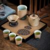 Japanisches Gongfu-Teeservice „Gelber Lotus“ aus Keramik mit Tablett Yellow Lotus Ceramic Japanese Gongfu Tea Set with Tray | Elegant Tea Ceremony - 3