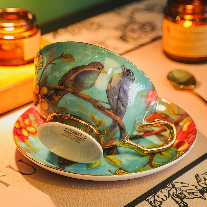 Englisches Teeservice „Blue Bird“ aus Bone China mit Stövchen Blue Bird English Tea Set: Bone China with Warmer - 5