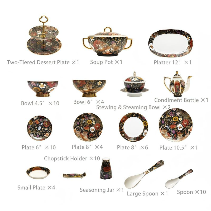 Handbemaltes Fine Bone China Geschirr-Set „Jungle Party“ mit Goldakzenten INGRI Jungle Party Bone China Dinnerware Set | Hand-Painted - 8