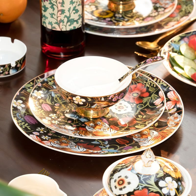 Handbemaltes Fine Bone China Geschirr-Set „Jungle Party“ mit Goldakzenten INGRI Jungle Party Bone China Dinnerware Set | Hand-Painted - 7