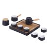 Japanisches Gongfu-Teeservice aus schwarzer Keramik mit Tablett Black Ceramic Japanese Gongfu Tea Set with Tray | Tea Ceremony Essentials - 1
