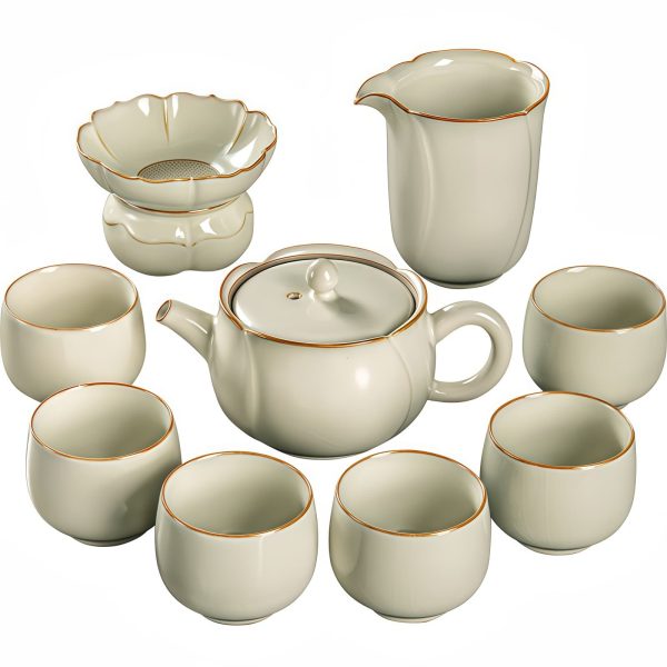 Chinesisches Gongfu-Tee-Set aus Ru-Keramik mit Teekanne