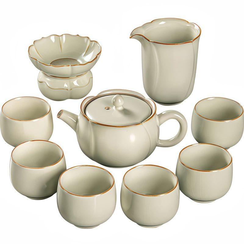 Chinesisches Gongfu-Tee-Set aus Ru-Keramik mit Teekanne Ru Kiln Chinese Gongfu Ceramic Tea Set with Teapot | Elegant - 1