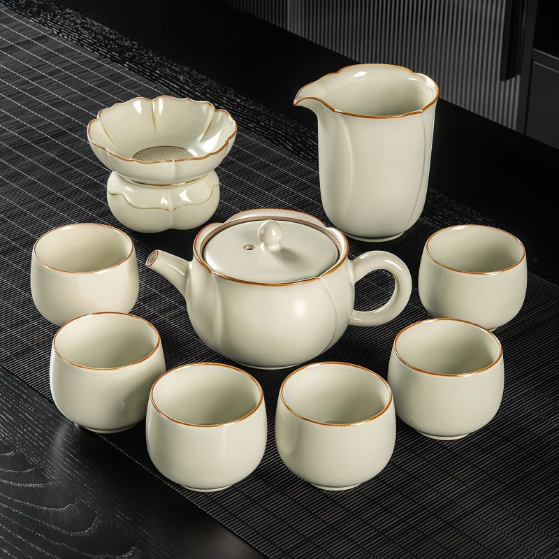 Chinesisches Gongfu-Tee-Set aus Ru-Keramik mit Teekanne Ru Kiln Chinese Gongfu Ceramic Tea Set with Teapot | Elegant - 6