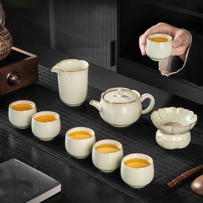 Chinesisches Gongfu-Tee-Set aus Ru-Keramik mit Teekanne Ru Kiln Chinese Gongfu Ceramic Tea Set with Teapot | Elegant - 5