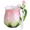 Tasse aus feinem Bone China mit Rosenknospen-Henkel und Blütenlöffel Rose Bone China Mug with Flower Handle & Spoon - Elegant Gift - 8