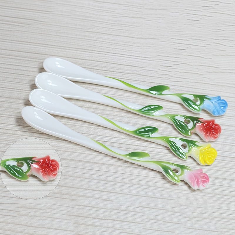Tasse aus feinem Bone China mit Rosenknospen-Henkel und Blütenlöffel Rose Bone China Mug with Flower Handle & Spoon - Elegant Gift - 7
