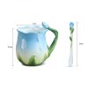 Tasse aus feinem Bone China mit Rosenknospen-Henkel und Blütenlöffel Rose Bone China Mug with Flower Handle & Spoon - Elegant Gift - 4