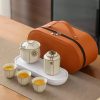 Floral Ru Kiln Ceramic Gaiwan Travel Tea Set | Elegant Chinese Tea Service - 7