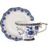 Vintage Tee-Set aus Porzellan mit blau-weißem Blumendekor Vintage Blue White Floral Porcelain Tea Cup & Saucer Set - 8