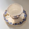 Vintage Tee-Set aus Porzellan mit blau-weißem Blumendekor Vintage Blue White Floral Porcelain Tea Cup & Saucer Set - 2