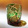 Handgefertigtes Edo-Kiriko Whiskyglas „Amber Black Lightning“ mit Holzbox Edo Kiriko Amber Black Lightning Whisky Glass with Wooden Box - 2