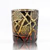 Handgefertigtes Edo-Kiriko Whiskyglas „Amber Black Lightning“ mit Holzbox Edo Kiriko Amber Black Lightning Whisky Glass with Wooden Box - 7