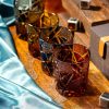Handgefertigtes Edo-Kiriko Whiskyglas „Amber Black Lightning“ mit Holzbox Edo Kiriko Amber Black Lightning Whisky Glass with Wooden Box - 3