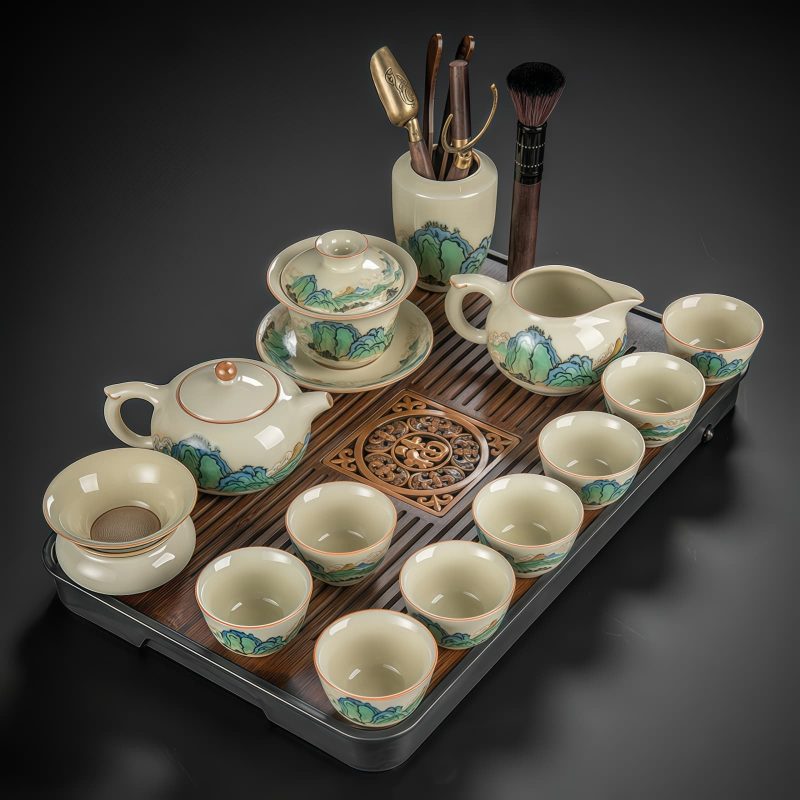 Mountain-range Chinese Gongfu Tea Set Porcelain | Elegant Tea Ceremony Collection - 9