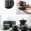 Chinesisches Gongfu-Teeservice aus Keramik – Schwarz-Gold mit Glanzfinish Luxury Black Gold Ceramic Chinese Gongfu Tea Set - Glossy Finish - 1