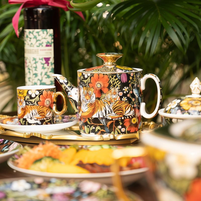 Handgefertigtes & handbemaltes Bone-China-Teeservice „Jungle Party“ INGRI Jungle Party Bone China Tea Set - Luxury Rainforest Collection - 16