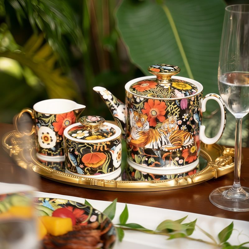 Handgefertigtes & handbemaltes Bone-China-Teeservice „Jungle Party“ INGRI Jungle Party Bone China Tea Set - Luxury Rainforest Collection - 19