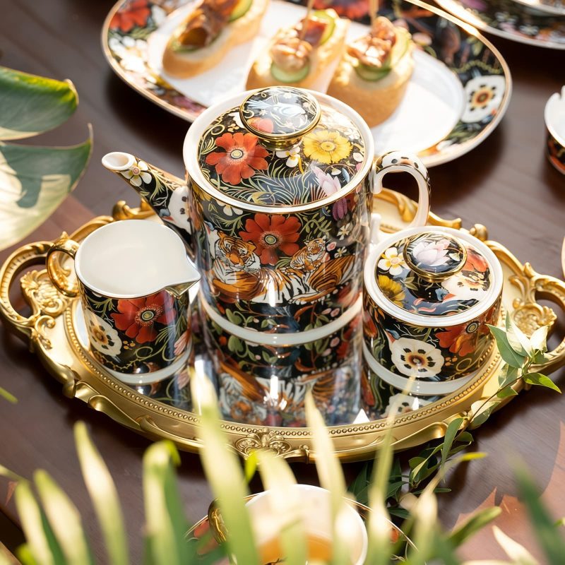 Handgefertigtes & handbemaltes Bone-China-Teeservice „Jungle Party“ INGRI Jungle Party Bone China Tea Set - Luxury Rainforest Collection - 13