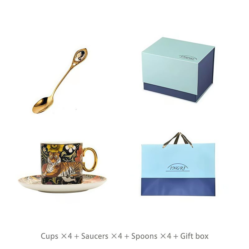 Handgefertigtes & handbemaltes Bone-China-Teeservice „Jungle Party“ INGRI Jungle Party Bone China Tea Set - Luxury Rainforest Collection - 15