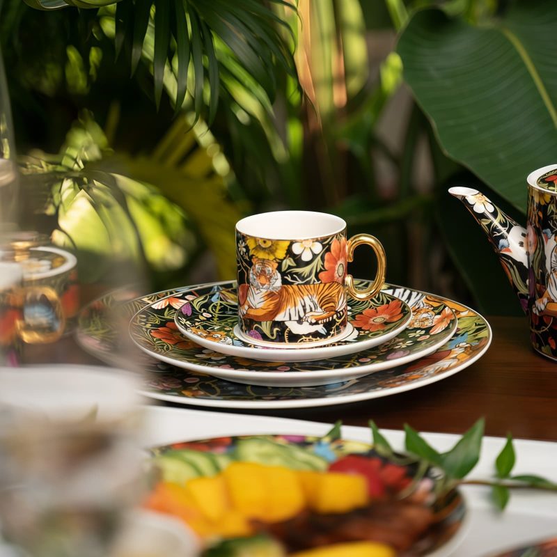 Handgefertigtes & handbemaltes Bone-China-Teeservice „Jungle Party“ INGRI Jungle Party Bone China Tea Set - Luxury Rainforest Collection - 11