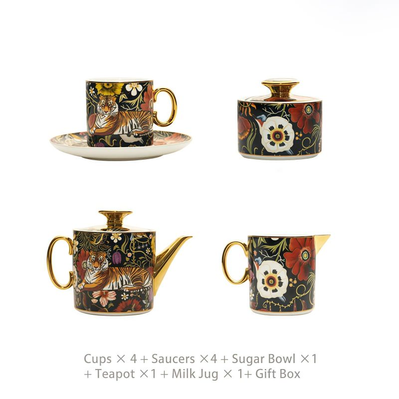 Handgefertigtes & handbemaltes Bone-China-Teeservice „Jungle Party“ INGRI Jungle Party Bone China Tea Set - Luxury Rainforest Collection - 2