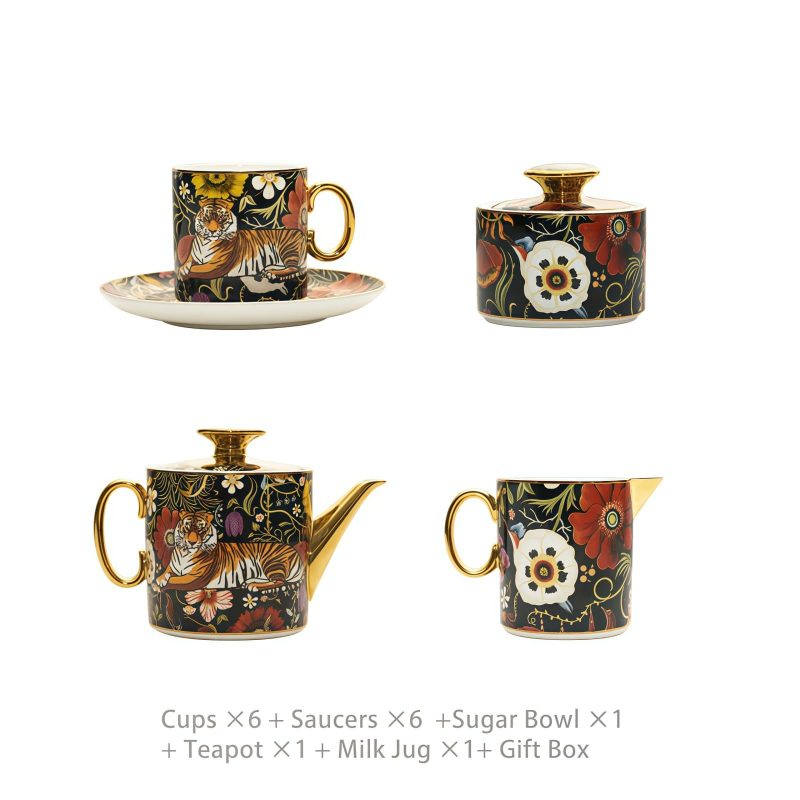 Handgefertigtes & handbemaltes Bone-China-Teeservice „Jungle Party“ INGRI Jungle Party Bone China Tea Set - Luxury Rainforest Collection - 3
