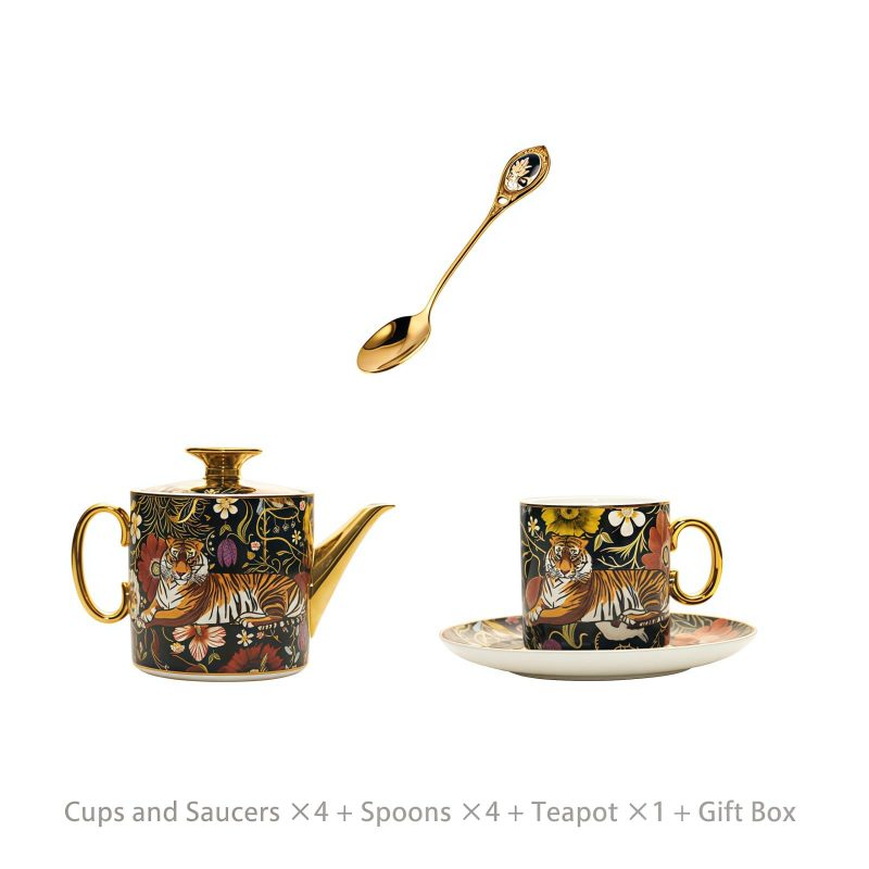 Handgefertigtes & handbemaltes Bone-China-Teeservice „Jungle Party“ INGRI Jungle Party Bone China Tea Set - Luxury Rainforest Collection - 20