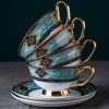Bohemian Bone China Tea Cup & Saucer Set - Gold-Plated Handle - 2