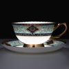 Bohemian Bone China Tea Cup & Saucer Set - Gold-Plated Handle - 5