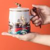 Porzellan-Teebecher „Springender Karpfen“ mit Holzgriff, Teesieb, Deckel und Untersetzer Jumping Carp Porcelain Tea Mug with Infuser & Wood Handle | 13.5oz - 2