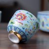 Handbemaltes chinesisches Porzellan-Tee-Set mit Emaille-Dekor und Tablett Hand-painted Enamel Chinese Porcelain Tea Set with Tray - 4