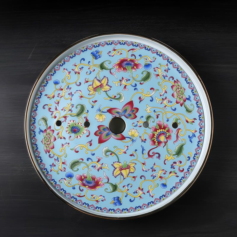 Handbemaltes chinesisches Porzellan-Tee-Set mit Emaille-Dekor und Tablett Hand-painted Enamel Chinese Porcelain Tea Set with Tray - 5