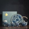 Traditionelles japanisches Keramik-Teeset in Blau-Weiß mit Tablett Blue & White Japanese Traditional Ceramic Tea Set with Tray - 9