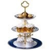 Etagere aus Bone China mit blau-weißem Yucca-Blütenmuster Blue White Yucca Floral Bone China Tiered Server | Elegant Dessert Display - 6