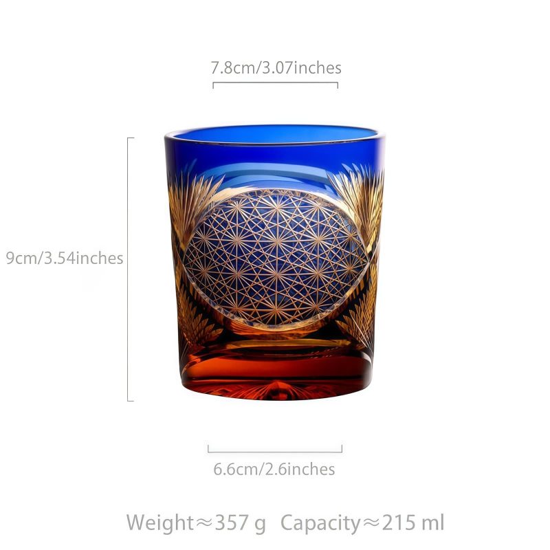 Edo Kiriko Crane Feather Whisky Glass with Wooden Box - 10