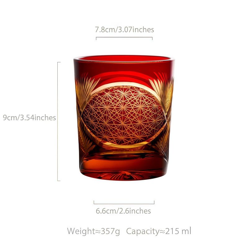 Edo Kiriko Crane Feather Whisky Glass with Wooden Box - 9